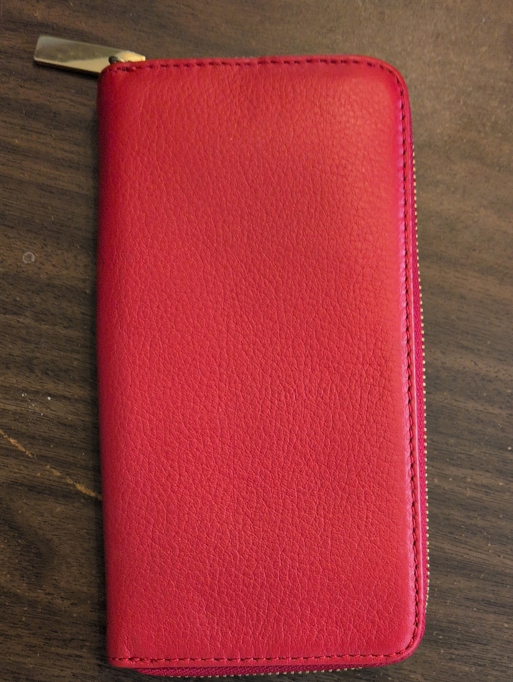 Lord & Taylor Red Zip-Around Leather Wallet